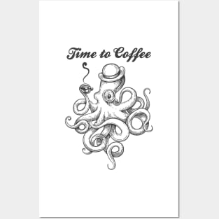 Octopus with Coffee Cup Posters and Art